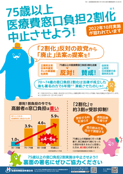 75歳以上の窓口負担2割化10月実施 <br/>署名に取り組んで中止させよう