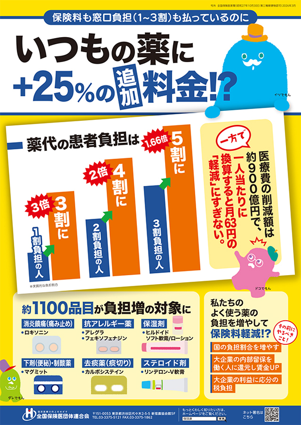 STOP！患者負担増<br/> 「ロキソニンやアレグラなどの薬の追加負担はやめてください」<br/> 請願署名へご協力を